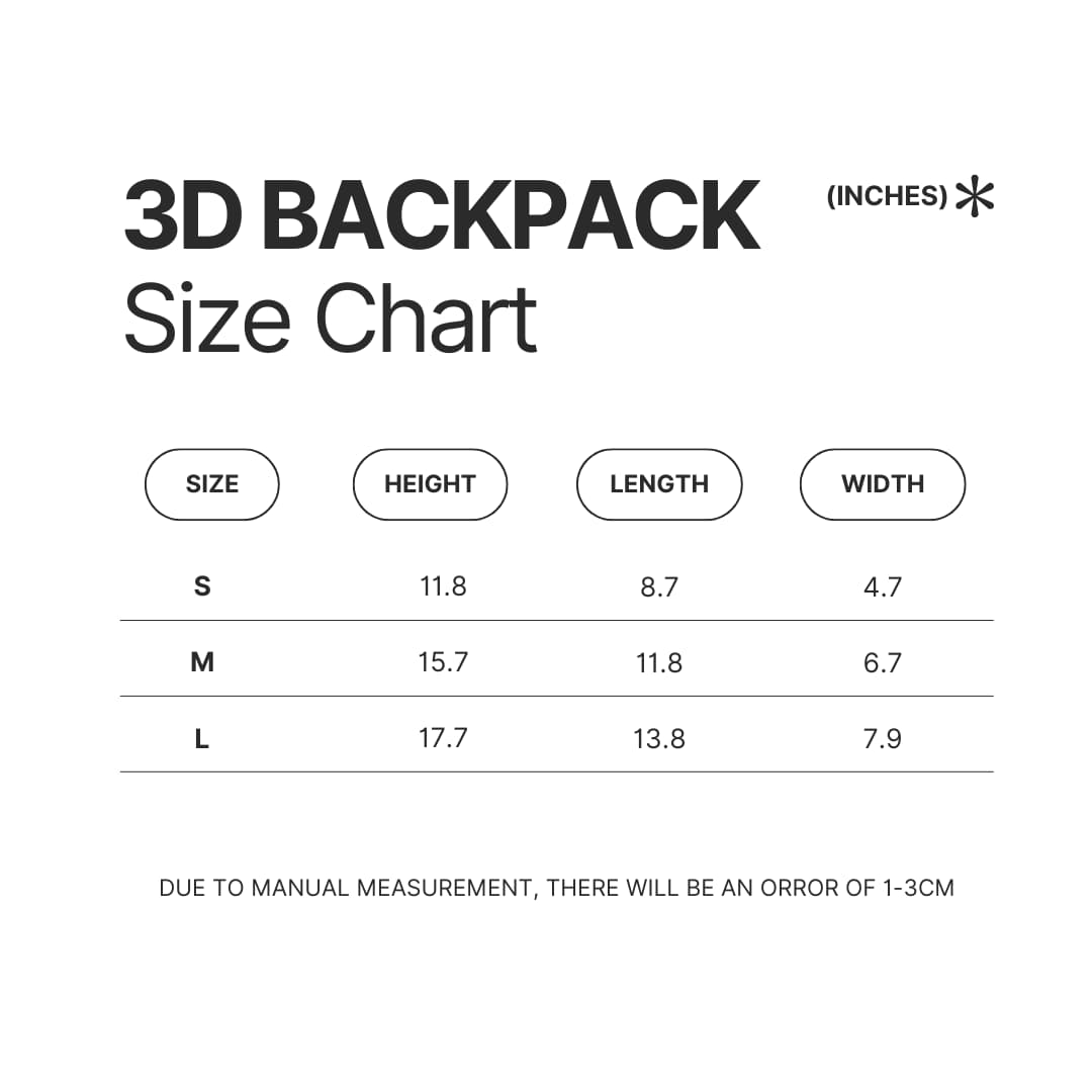 3D Backpack Size Chart - BLACKPINK EU Store
