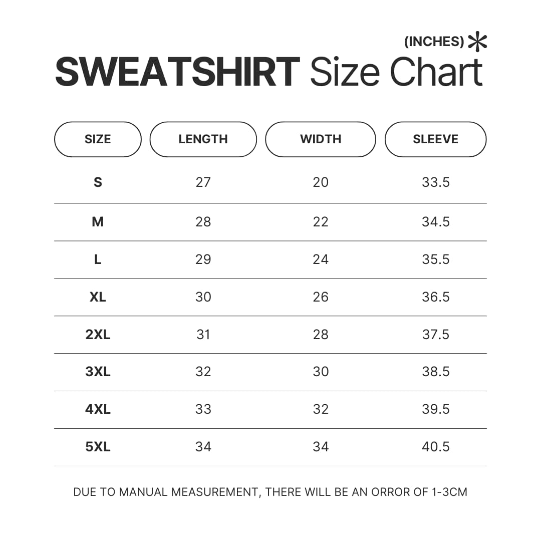 Sweatshirt Size Chart - BLACKPINK EU Store