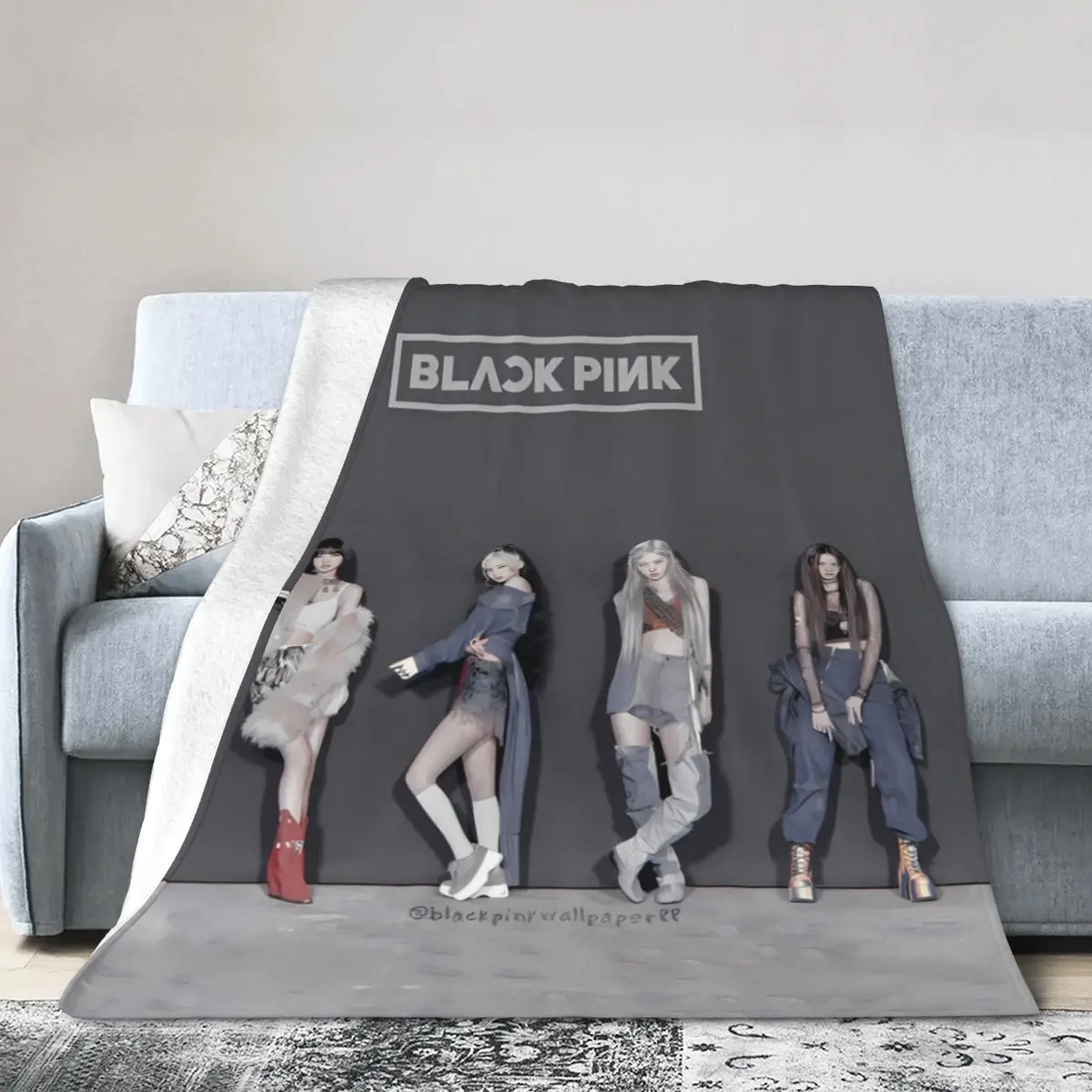 Black Pink Fluffy Baby Blanket Sofa Camp Nap Blanket