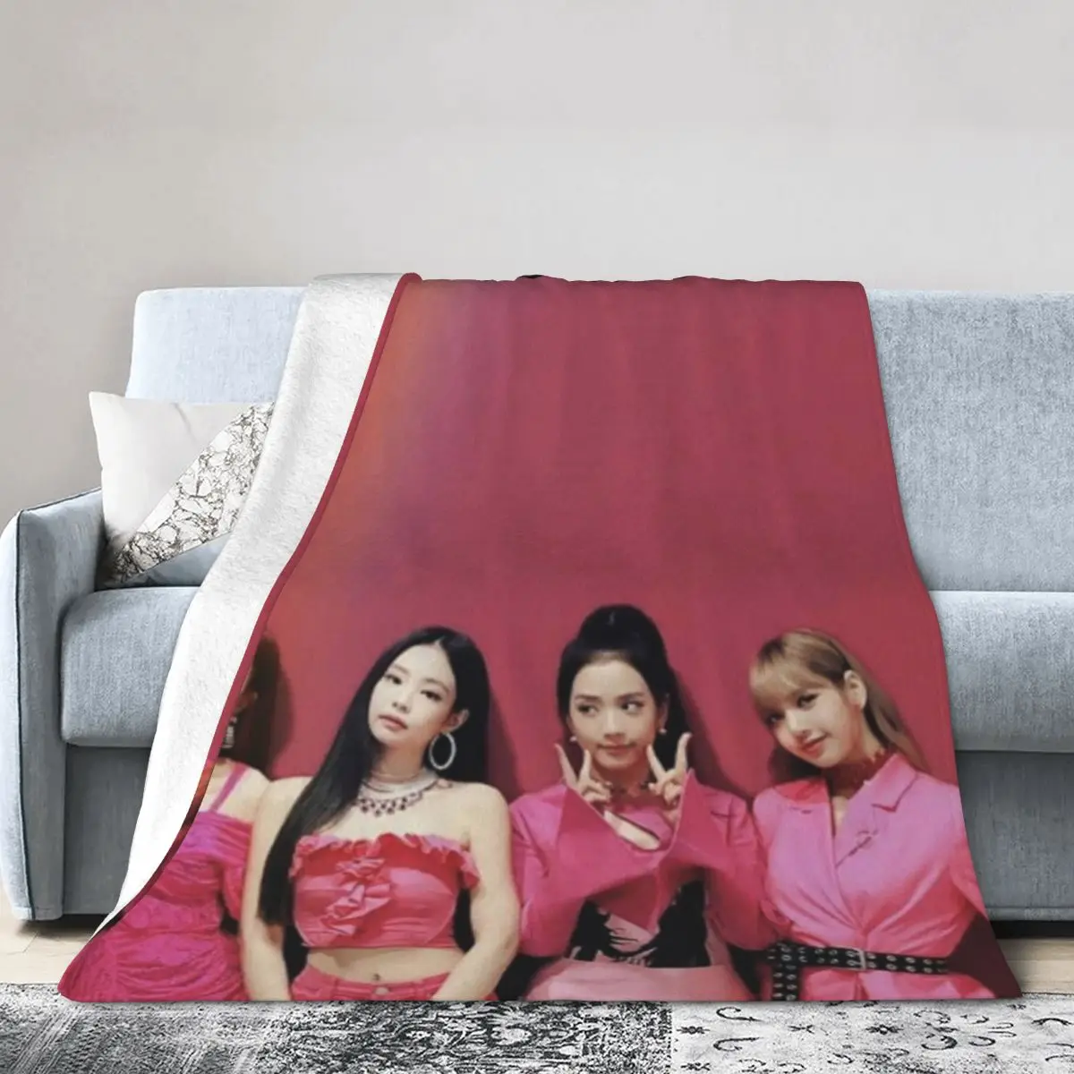 Black Pink Fluffy Baby Blanket Sofa Bedspread Cozy Blanket