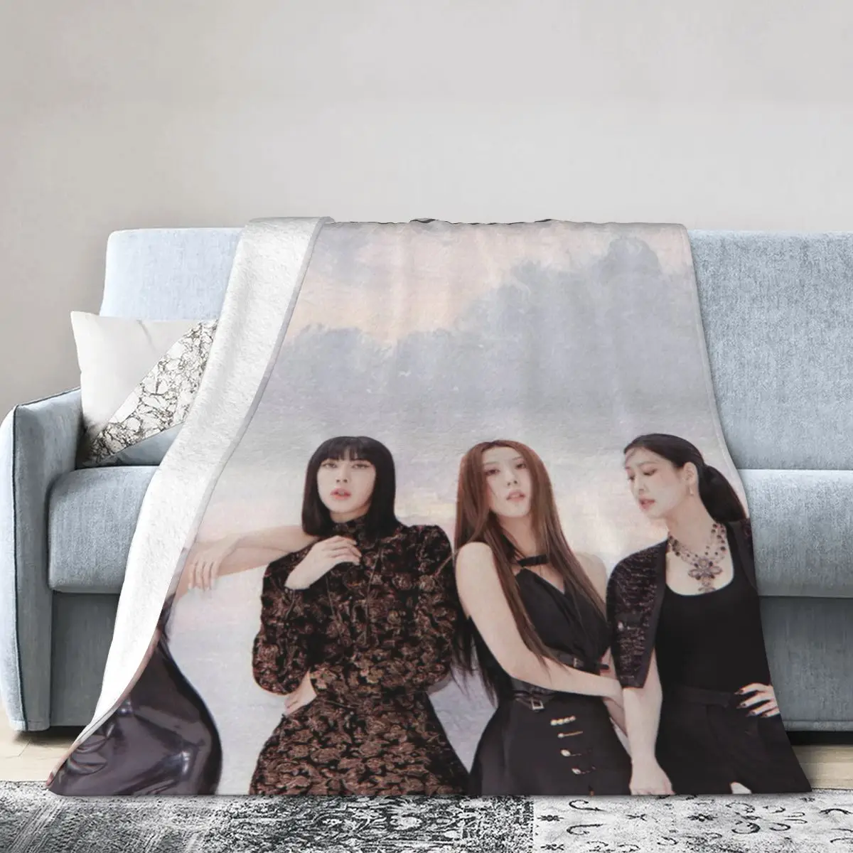 Black Love Pink Fluffy Baby Sofa Blanket